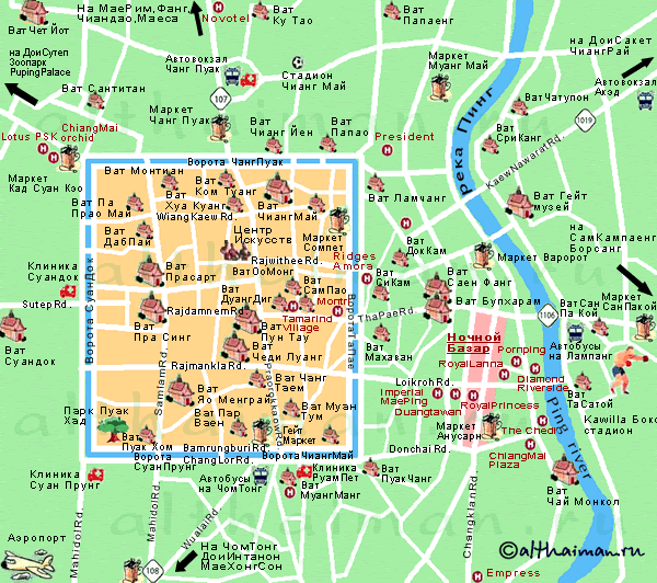 MAP OF CITY CHIANGMAI_КАРТА ГОРОДА ЧИАНГ ЧАНГ МАЙ  МЕЙ