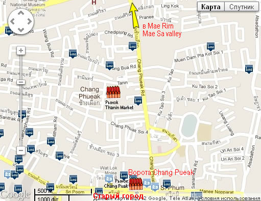 Chiang mai chang puek gate map карта Чианг Мая