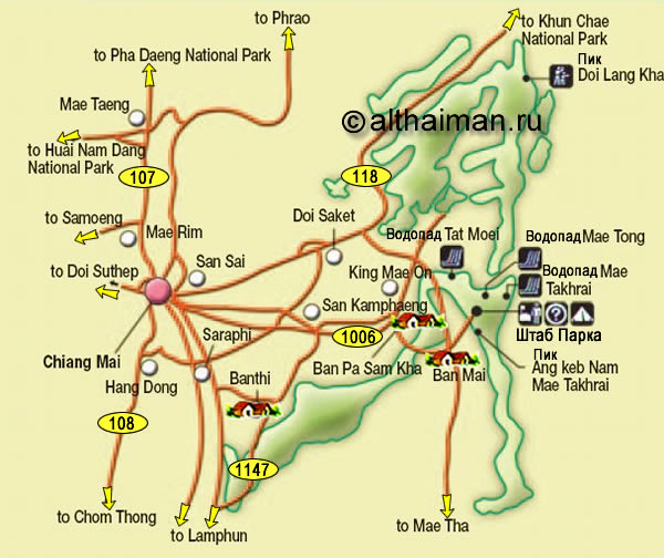 карта национального парка Ме Такхрай  - Mae Takhrai  national park map
