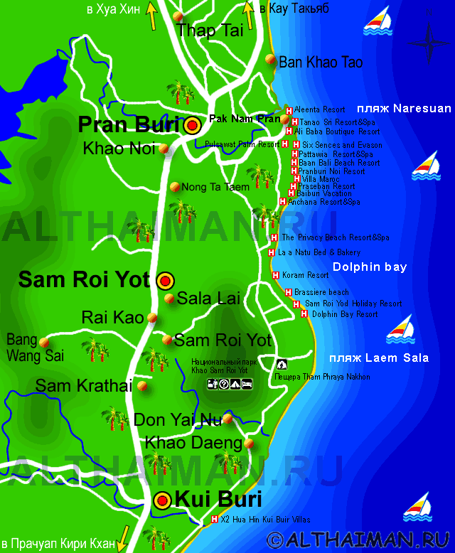 КАРТА ПРАНБУРИ PRANBURI BEACH MAP 