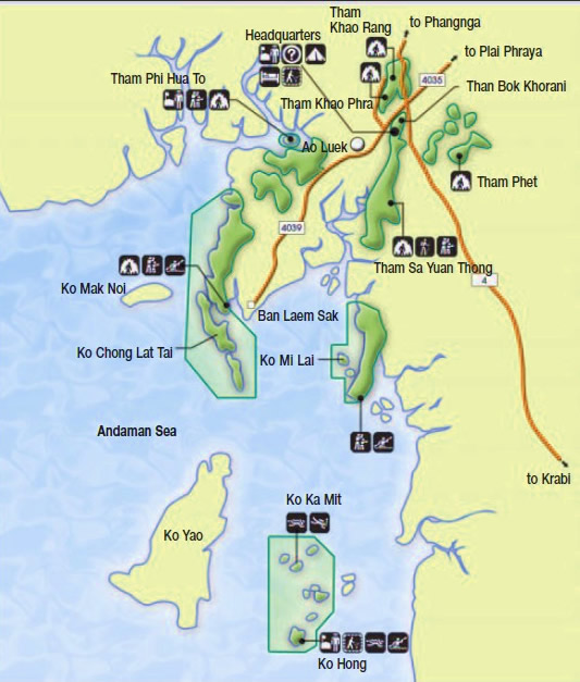 карта национального парка танбок корани краби