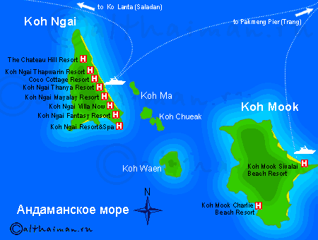 карта остров ко гай ко нгай нгаи отели курорты отдых в тайланде ko ngai gotels resorts