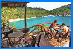 The restaurant in Thai style haad thian east beach